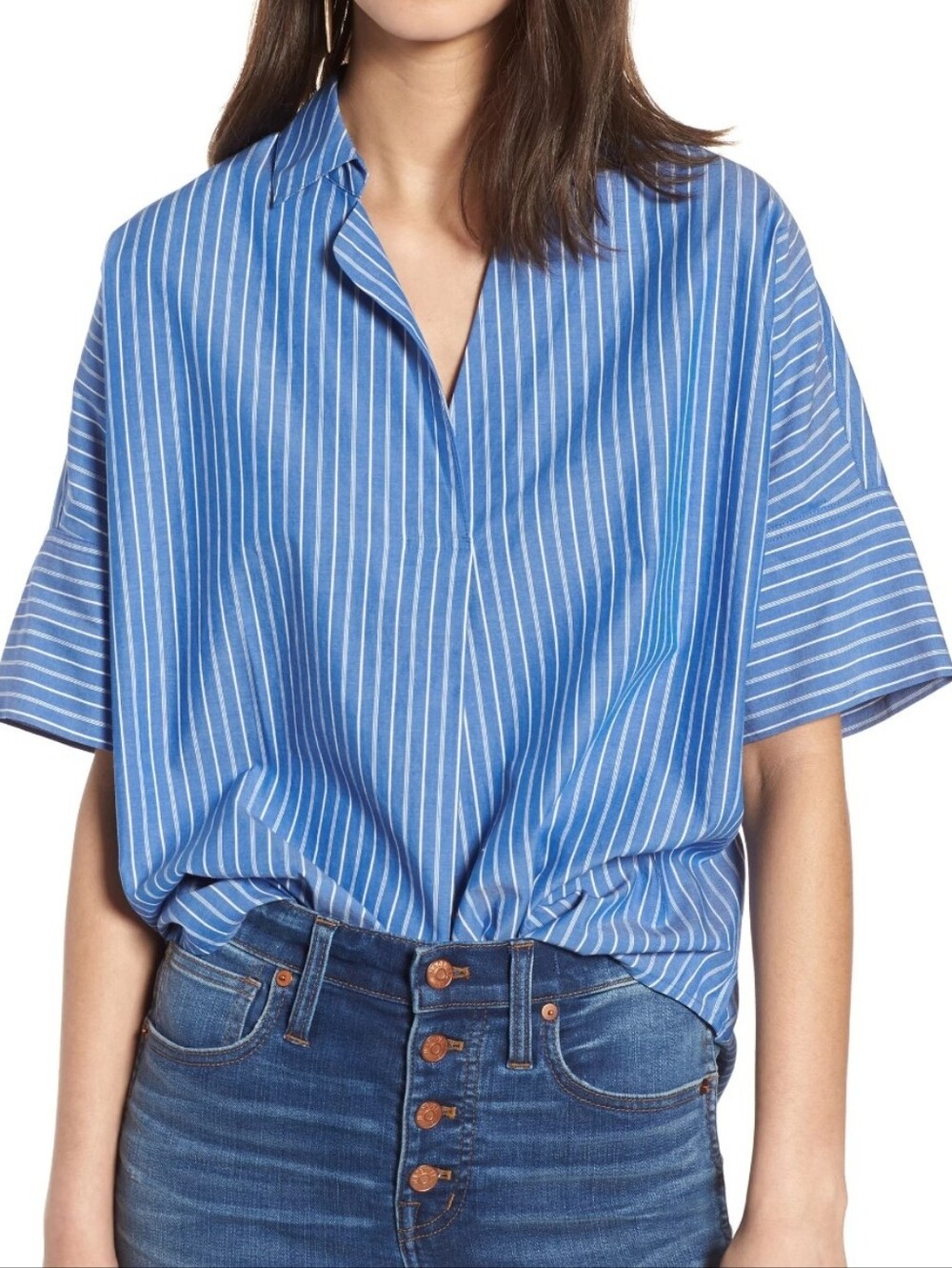 Madewell Stripe Back Button Shirt Sz S